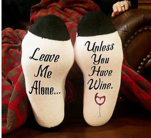 Leave Me Alone Unless You Have Wine Embroidered Letters Casual Socks AB Sock Mismatched Socks Novelty Socks